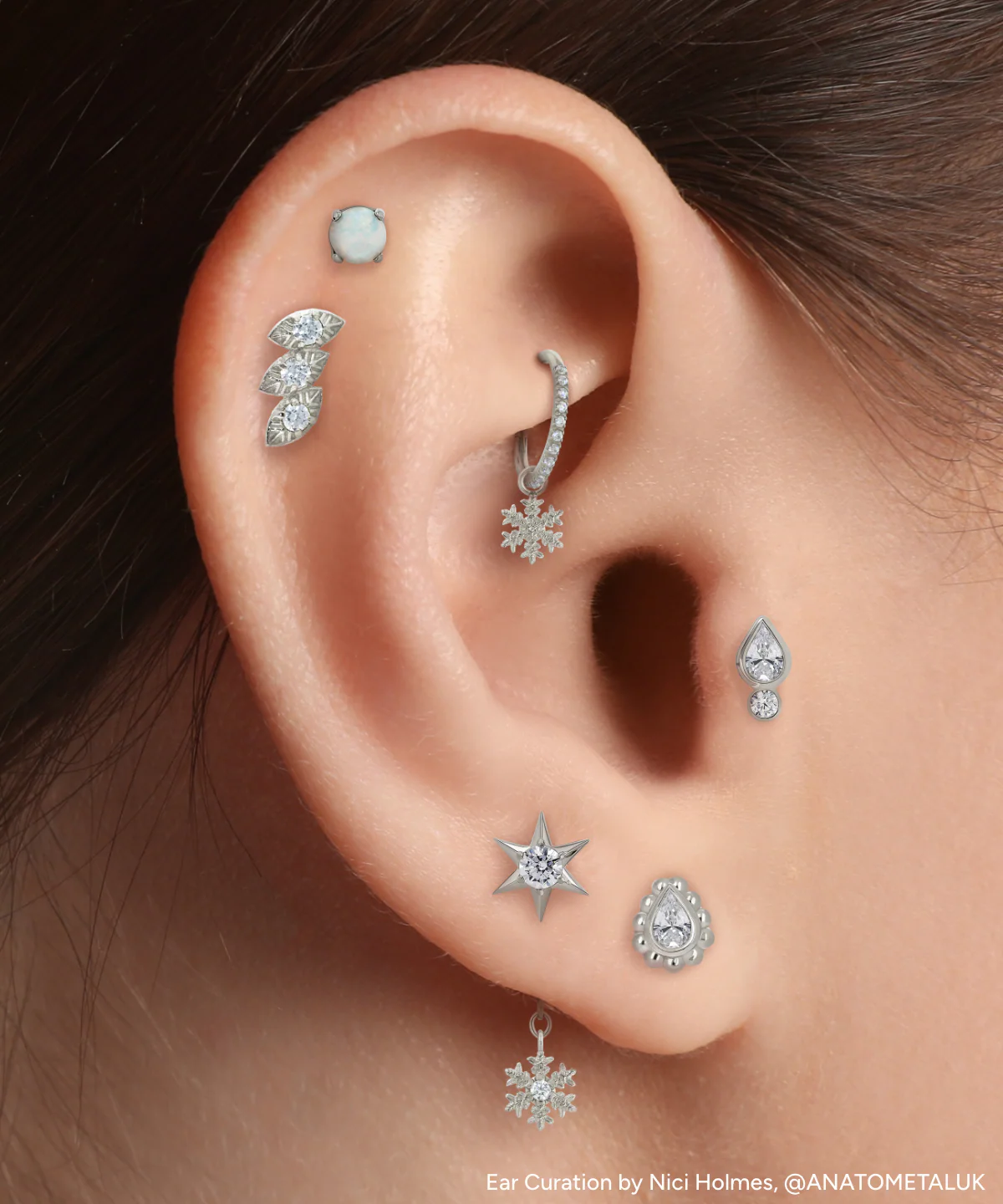 ピアス部位別ジュエリーガイド:耳 6 AN D25060 Frost and Flurry Ear Curation by AnatometalUK PDP