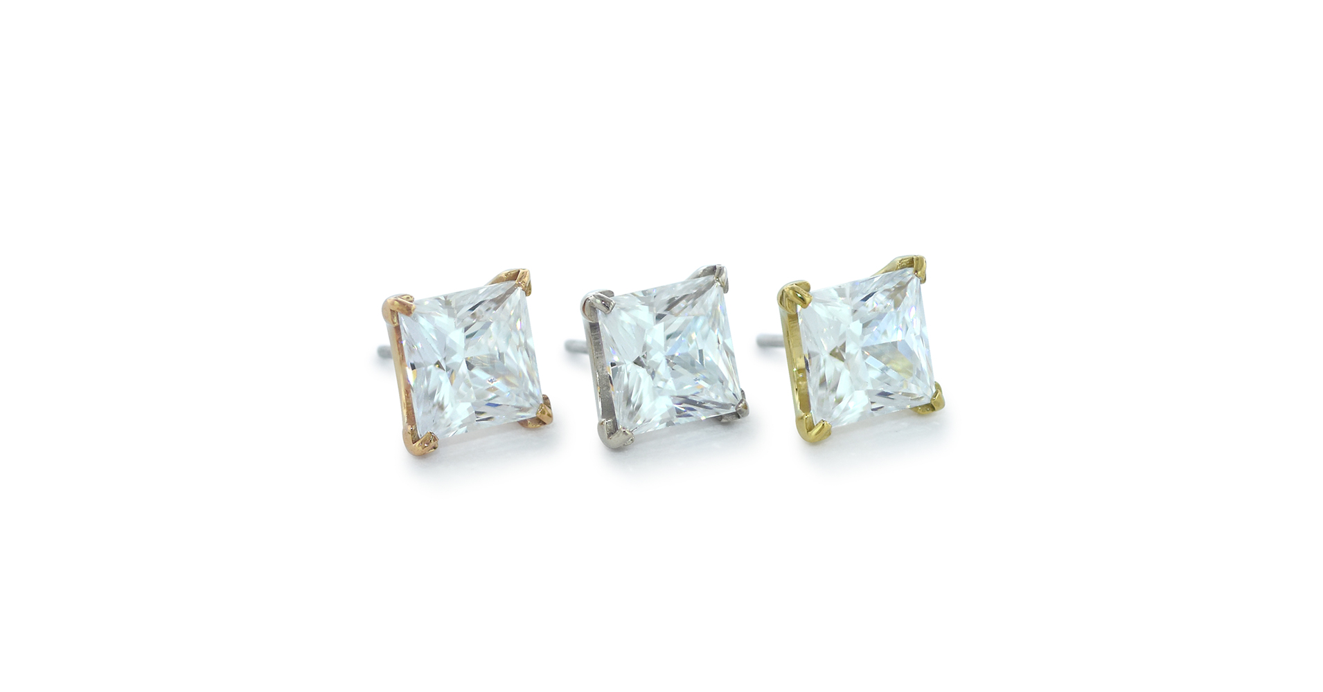 18K Princess Cut Prong Set Gem